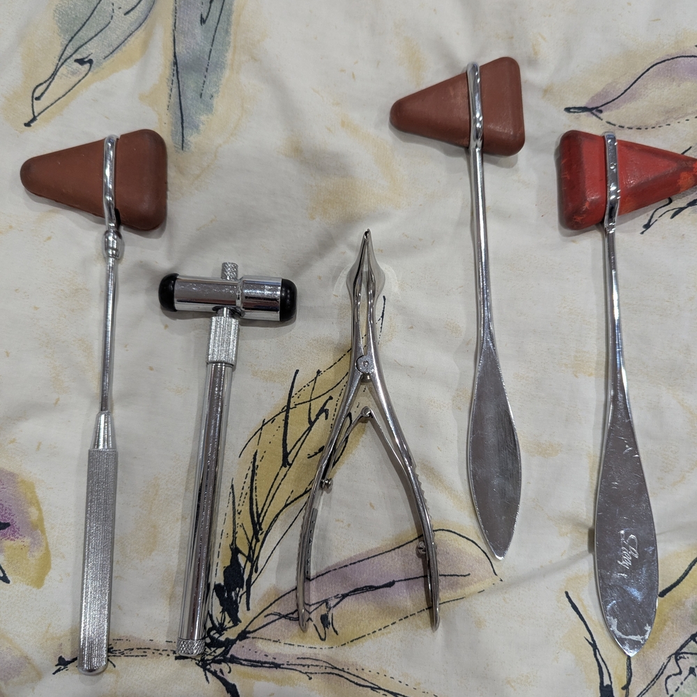Vintage Reflex Hammers Set With Nasal Speculum & Buck neurological Hammer.